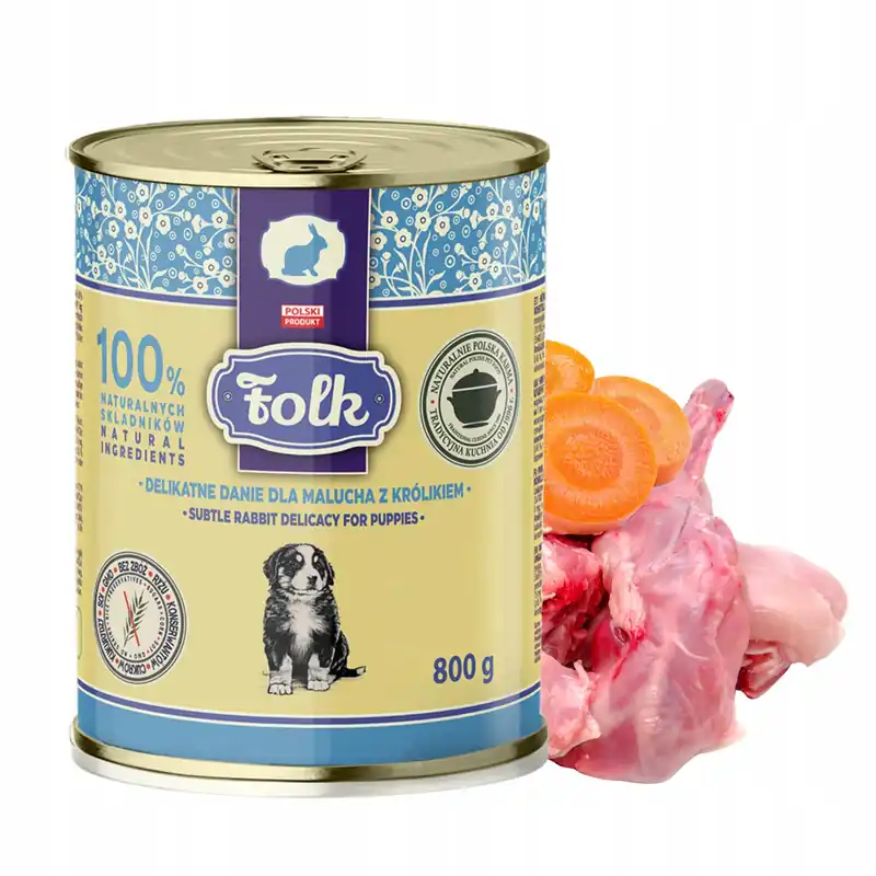 Folk Junior Karma mokra dla szczeniąt Danie Królik 800g Bezpieczne zakupy
