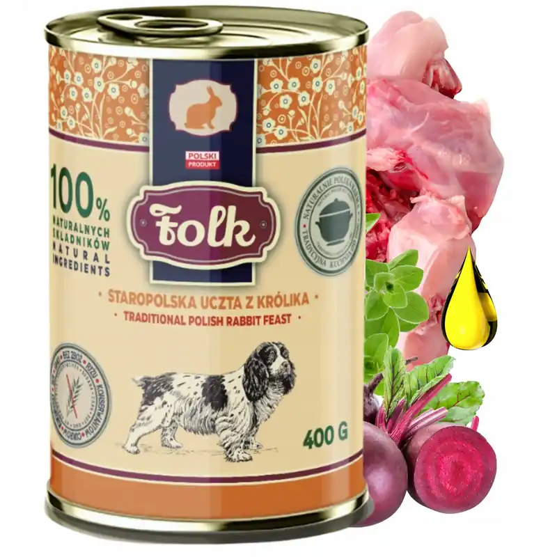 Bestseller Folk Karma mokra dla psa Staropolska Uczta Królik 400g zdrowa bezzbożowa