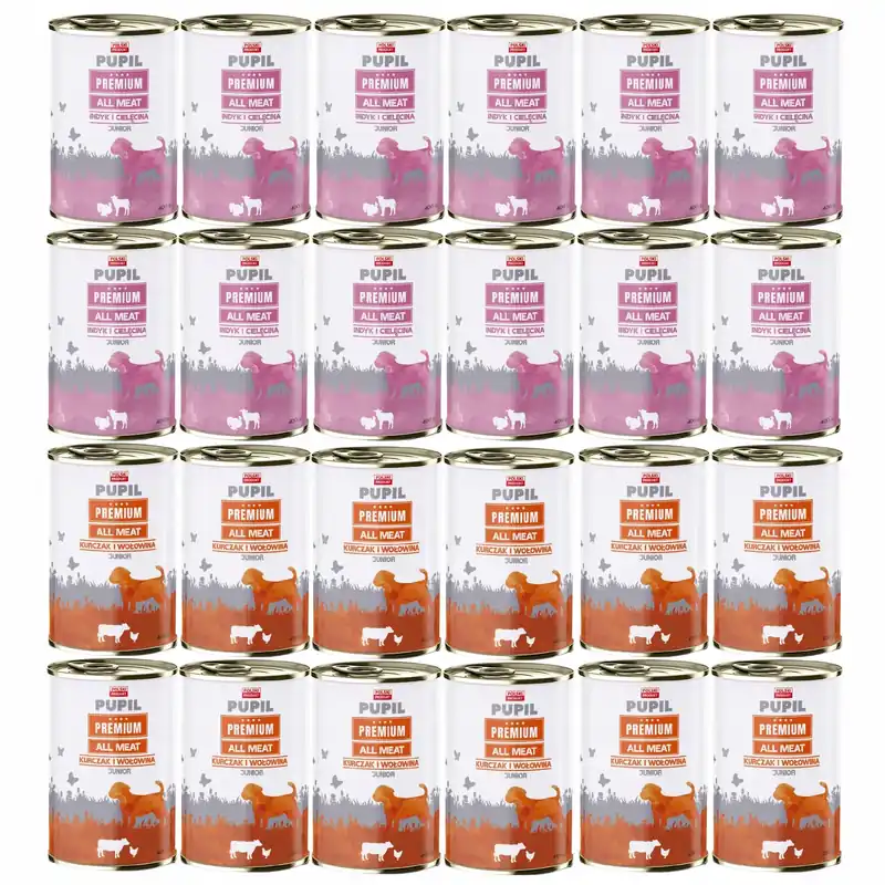 Pupil Premium Junior All Meat Karma mokra szczeniąt mix smaków 24 x 400g Wybór klientów