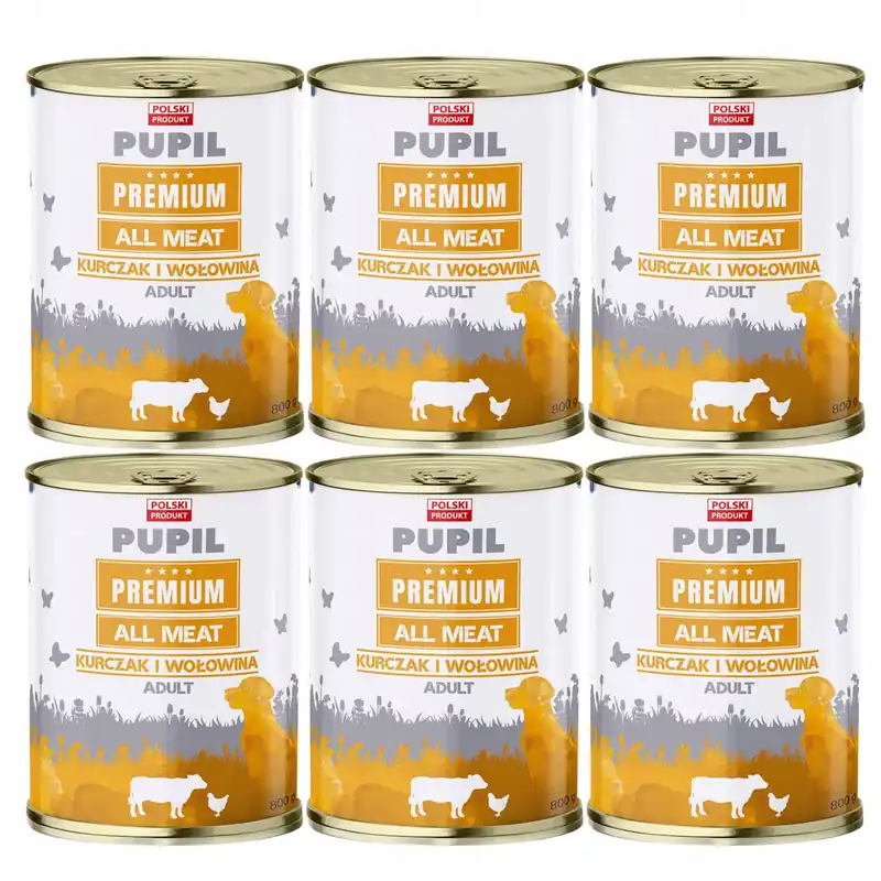 Nowość Pupil Premium All Meat Karma mokra dla psa Kurczak Wołowina 6 x 800g
