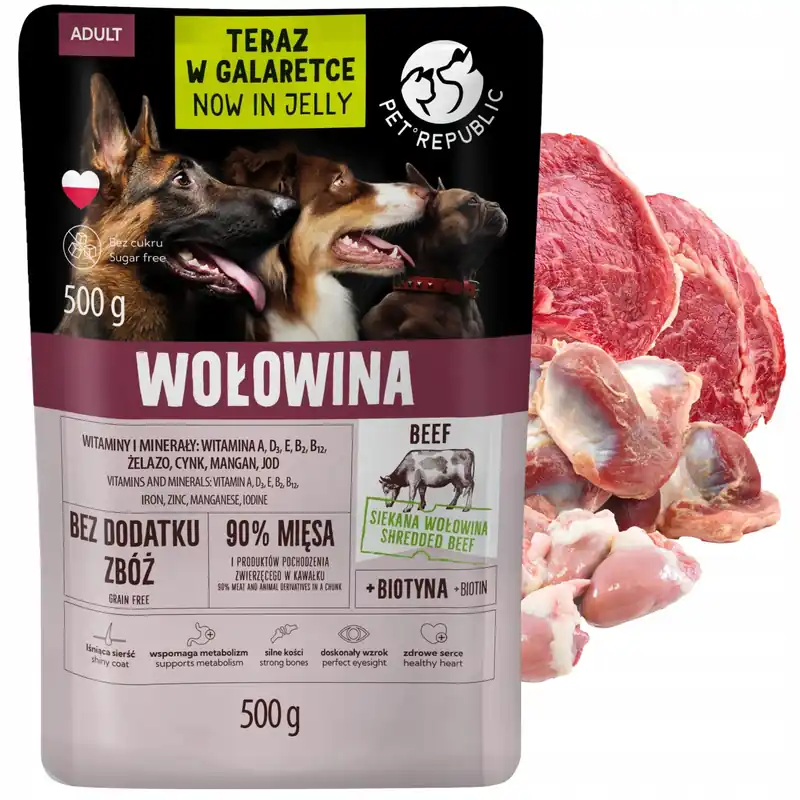 Bestseller PET REPUBLIC karma mokra dla psa Wołowina w galaretce 500g