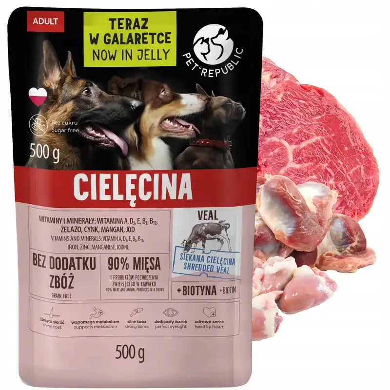 Szybka dostawa PET REPUBLIC karma mokra dla psa Cielęcina w galaretce 500g