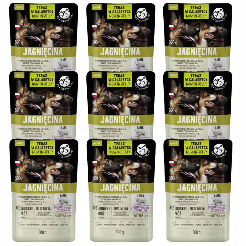 Ekspresowa dostawa PET REPUBLIC karma mokra dla psa Jagnięcina w galaretce 9 x 500g