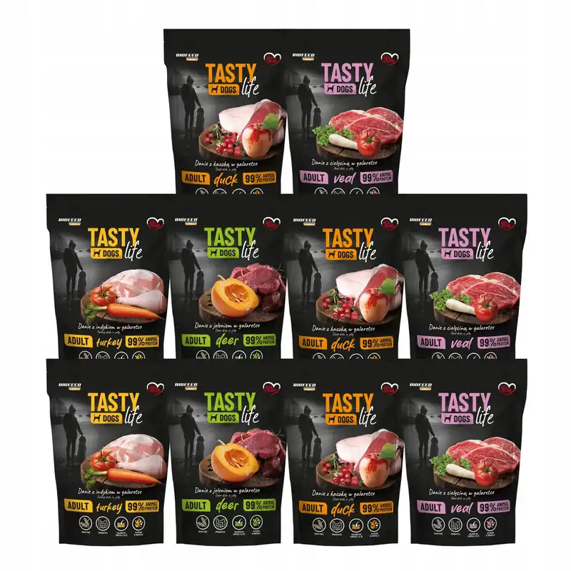 EUPHORIA TASTY Life karma mokra dla psa danie galareta mix smaków 10 x 150g Rabat