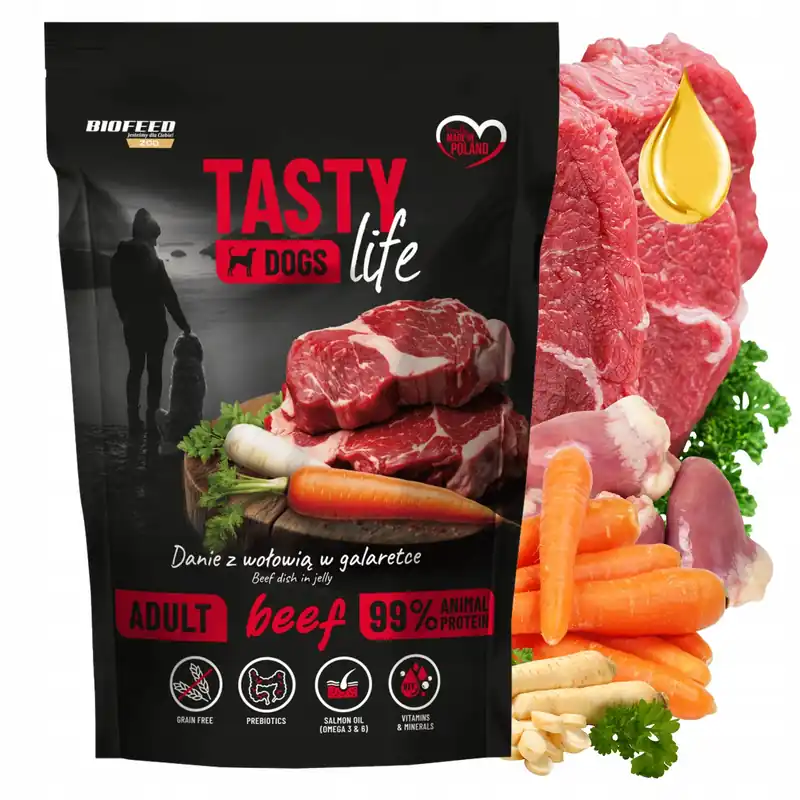 Zniżka Karma mokra dla psa Biofeed Tasty Life Adult Wołowina w galaretce 500g