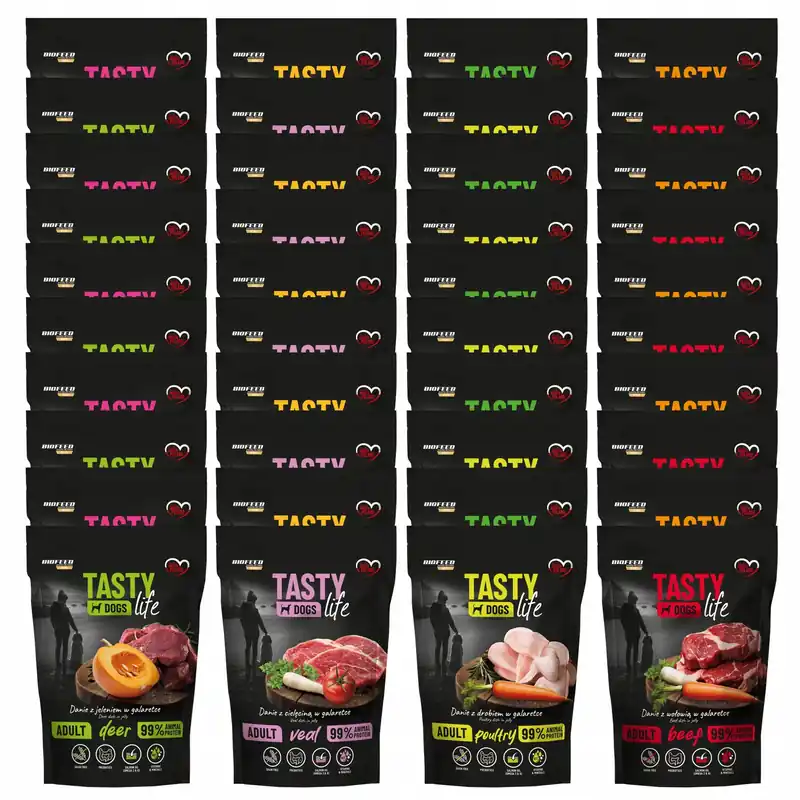 Karma mokra dla psa Biofeed Tasty Life Adult mix smaków 40 x 500g Szybka dostawa