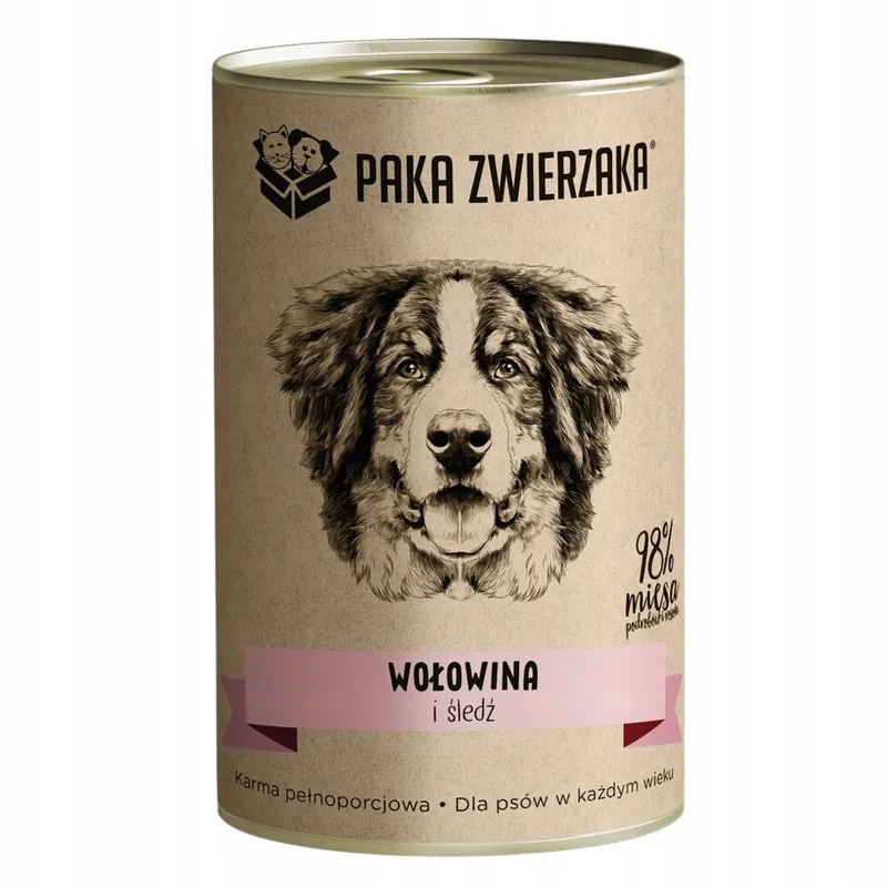 Paka Zwierzaka Karma mokra dla psa Wołowina i śledź 400g Wybór klientów