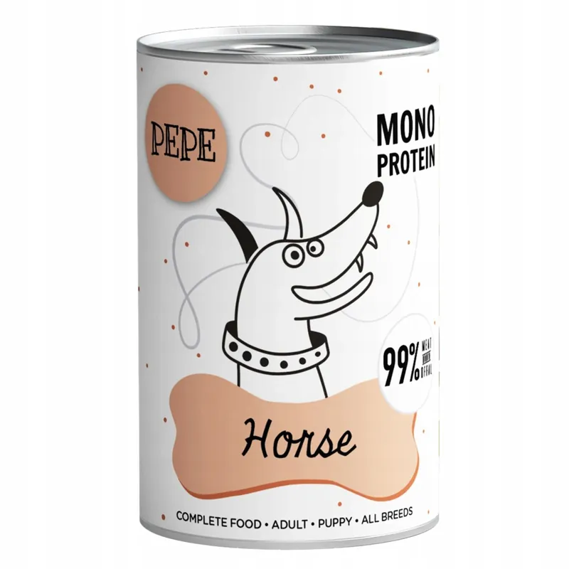 Paka Zwierzaka Pepe Karma mokra dla psa Horse Koń 400g Bezpieczna płatność