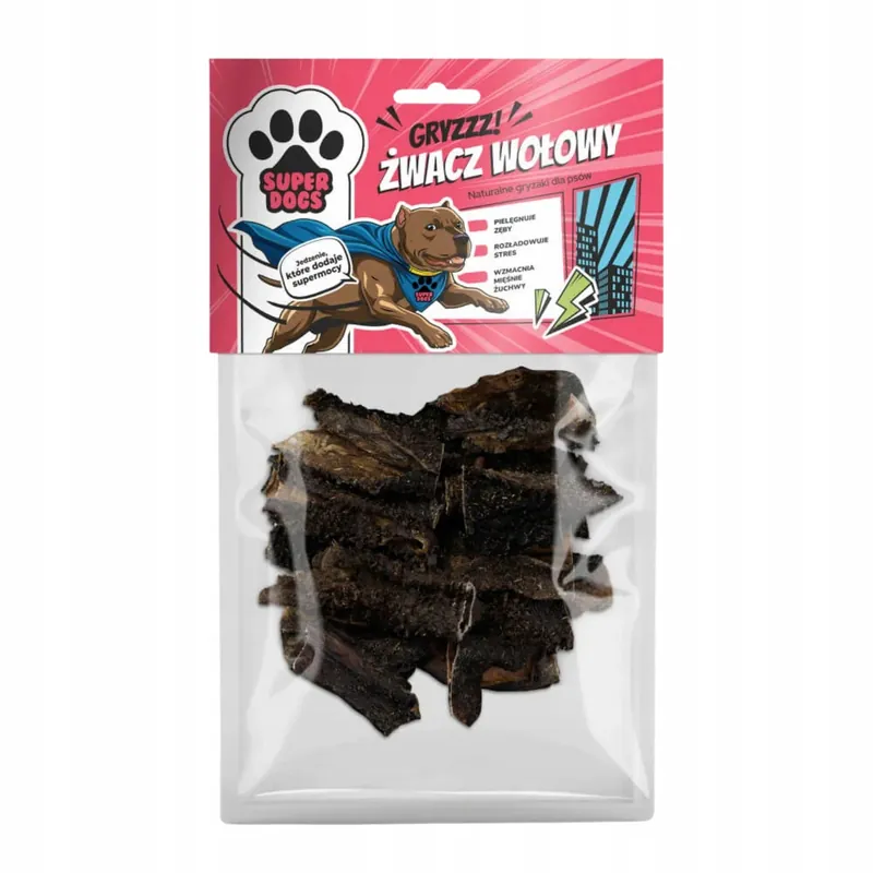 Bezpieczna płatność Uniszki Super Dogs Przysmak dla psa Żwacz wołowy 100g gryzak