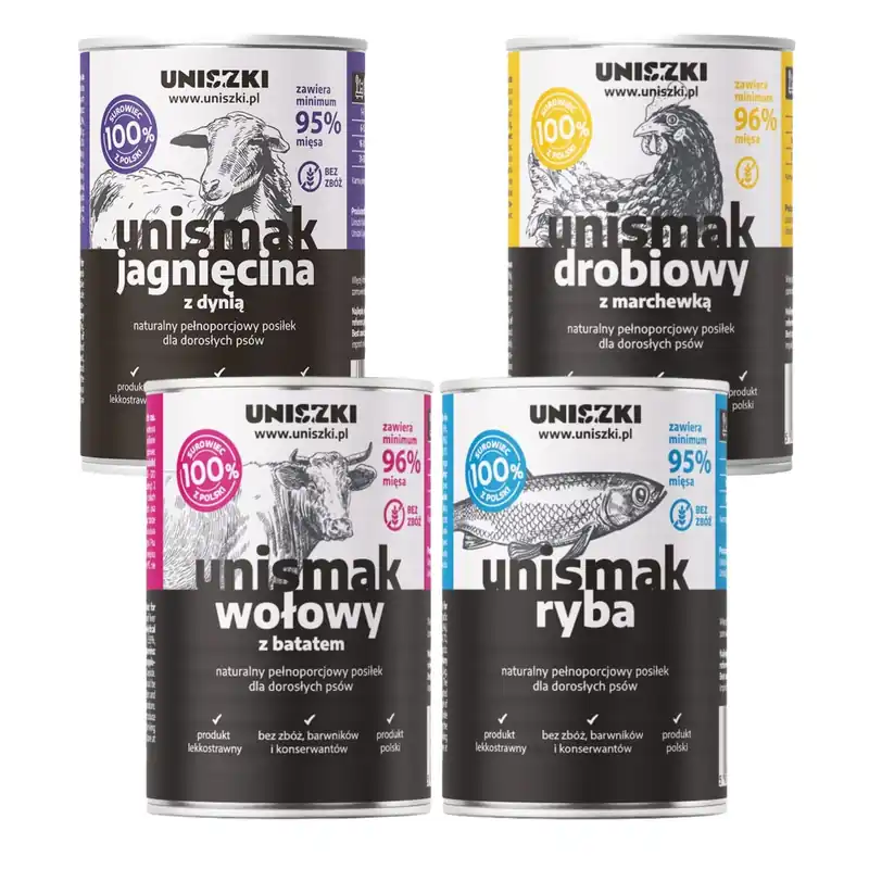 Niska cena Uniszki Unismak Karma mokra dla psa mix smaków 4 x 400g