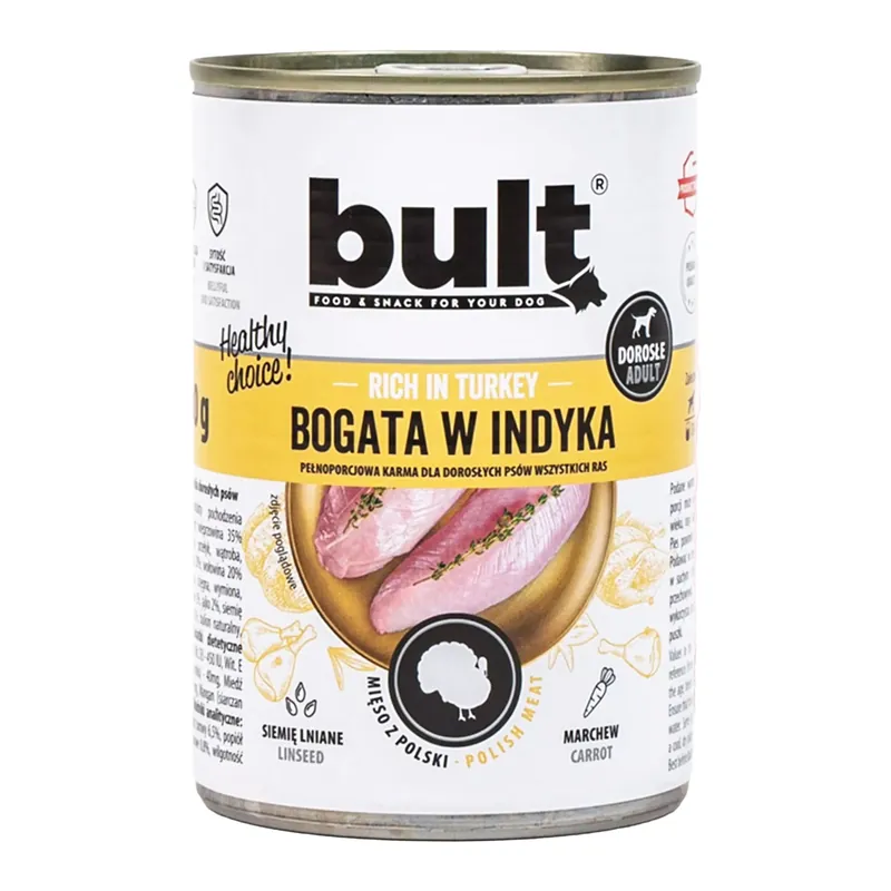 Popularny BULT Karma mokra dla psa Indyk 800g