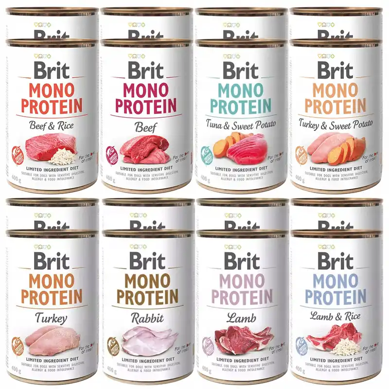 Brit Mono Protein 16 x 400g Mix mokra karma dla psa Łatwy zwrot