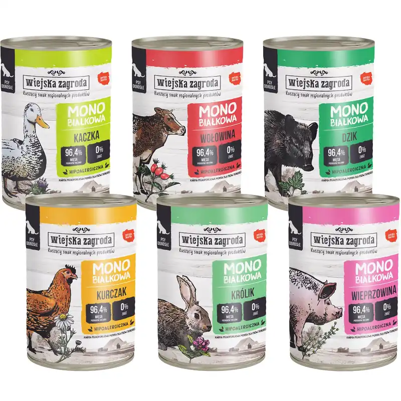 Okazja WIEJSKA ZAGRODA Karma mokra dla psa MONO PROTEIN MIX 6x400g