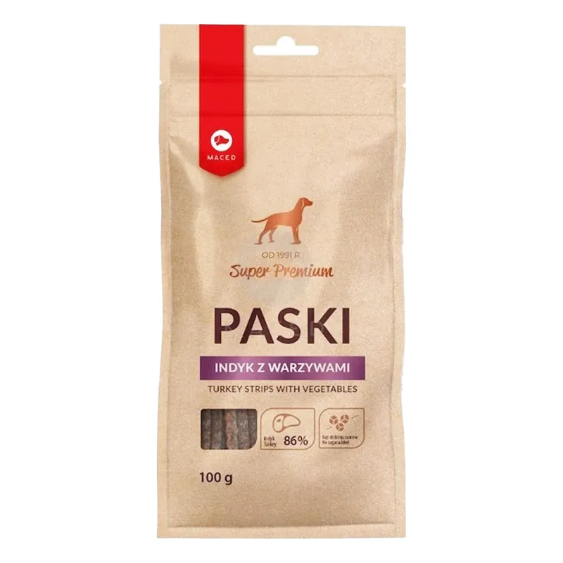 MACED Przysmak dla psa PASKI Indyk z Warzywami smakołyk 100 g Oferta