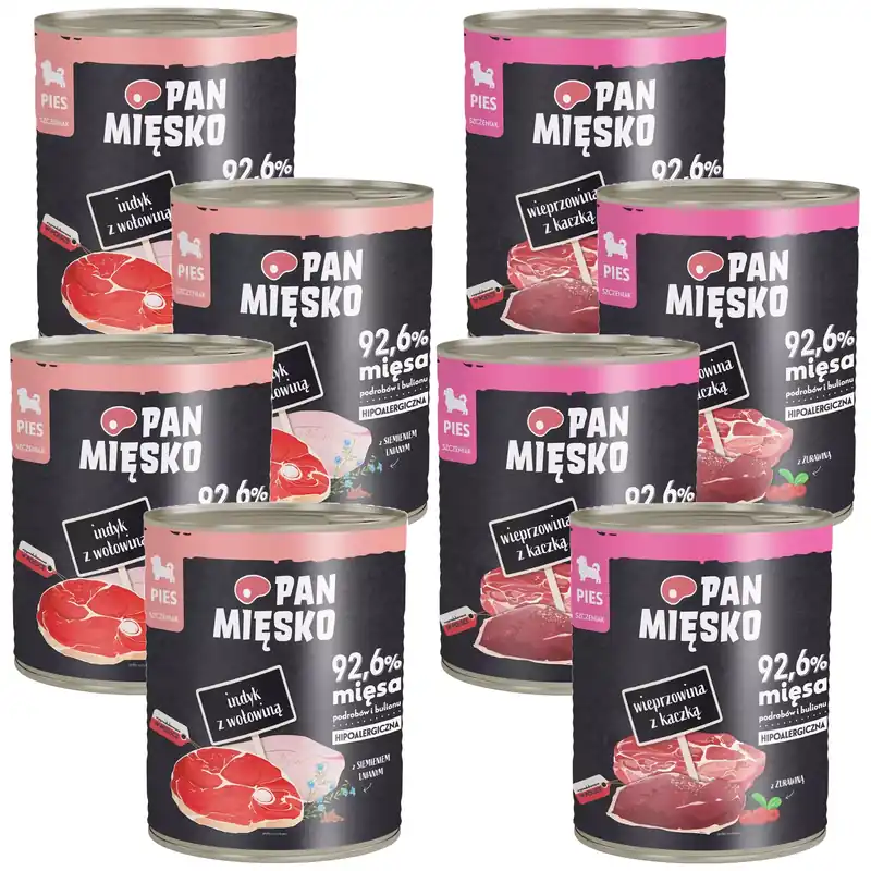 Oferta czasowa Pan Mięsko karma dla szczeniąt mokra 8 x 800g Mix
