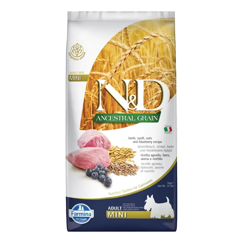 Wyjątkowa oferta FARMINA N&D ANCESTRAL GRAIN karma sucha psa Mini Adult Jagnięcina 7kg