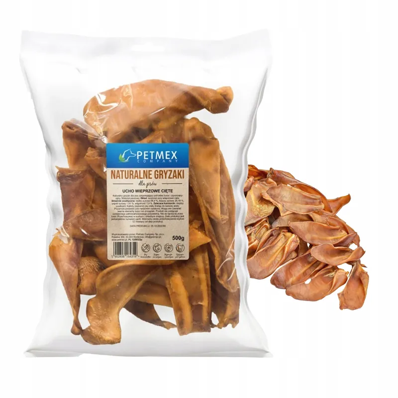 Oferta limitowana PETMEX Ucho Wieprzowe cięte Naturalny Gryzak dla psa 500g