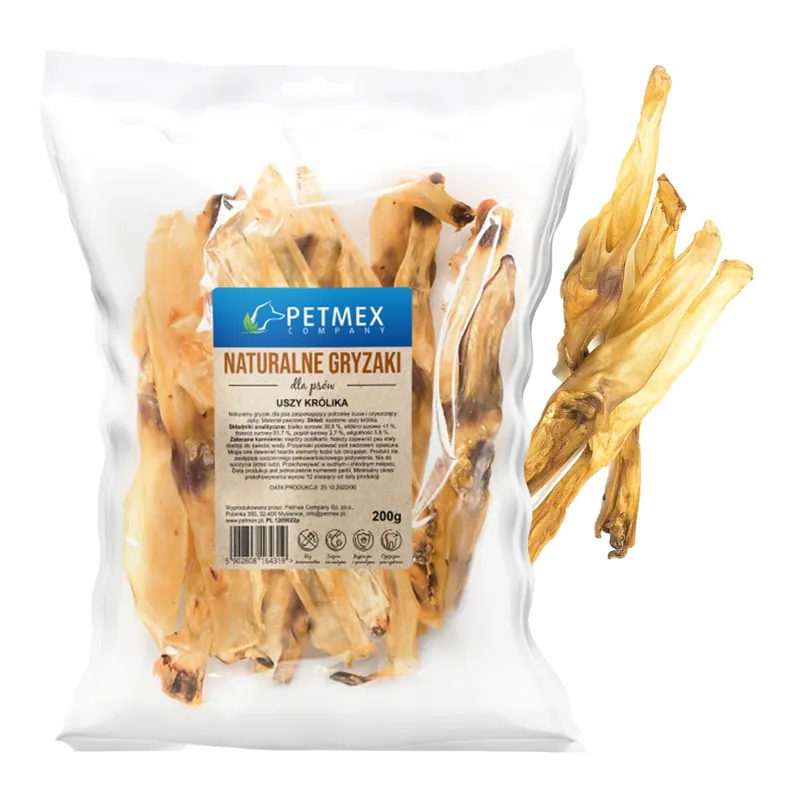PETMEX Ucho Królika Naturalny Gryzak dla psa 200g krótki termin Kup teraz
