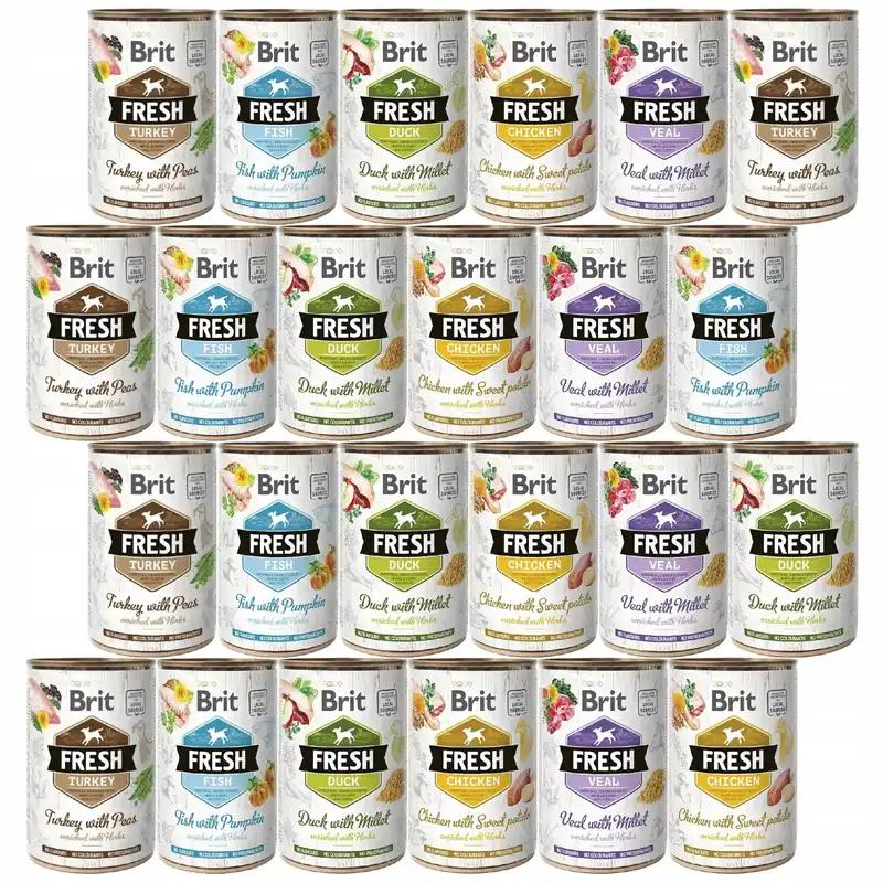 Kup online BRIT FRESH Karma mokra dla psa mix smaków 24 x 400g
