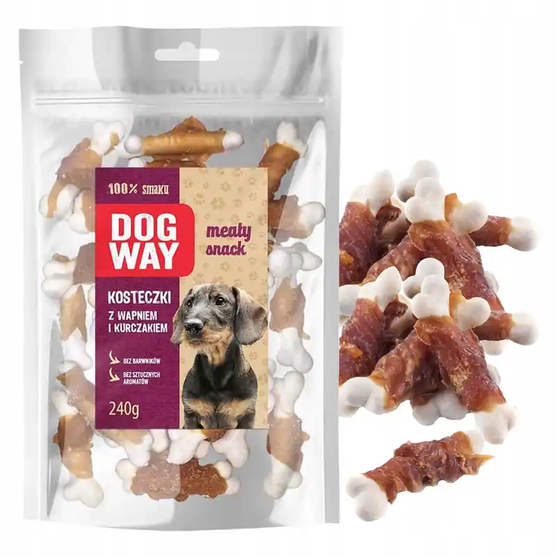 Sprawdź teraz MACED DOGWAY Kosteczki z wapniem i kurczakiem Smakołyk dla psa 240g