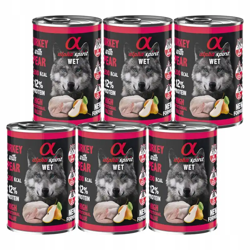ALPHA SPIRIT Karma mokra dla psa Indyk 6 x 400g Nowy
