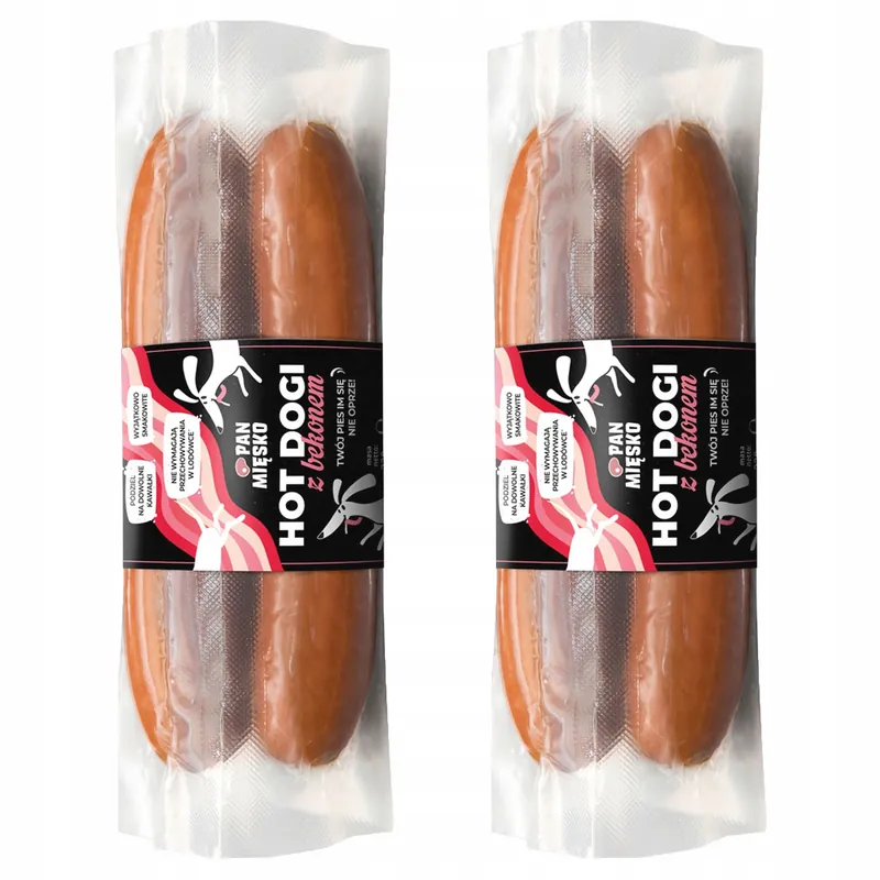 Bezpieczna płatność PAN MIĘSKO HOT DOG z bekonem przysmak gryzak dla psa 2 x 220g