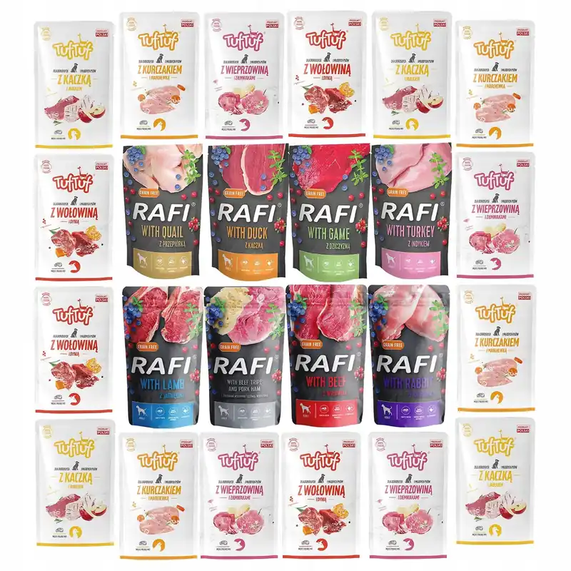 Taniej RAFI TUF TUF Karma mokra dla psa Dolina Noteci mix smaków 24 x 500g