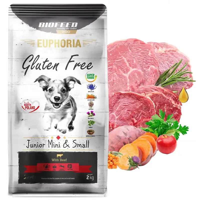 BIOFEED Euphoria karma sucha dla szczeniąt Wołowina 2 kg bez glutenu Nie przegap