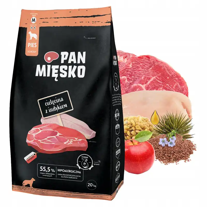 Ekspresowa dostawa Pan Mięsko Sucha Karma dla psa 20 kg Cielęcina Indyk