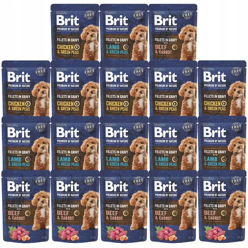 Bestseller Brit By Nature Fillets in Gravy 18 x 85g Mix mokra karma dla psów