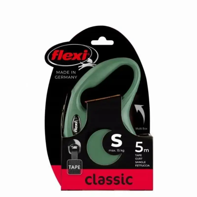 FLEXI New Classic - Smycz automatyczna, taśma, kolor oliwkowy Taniej