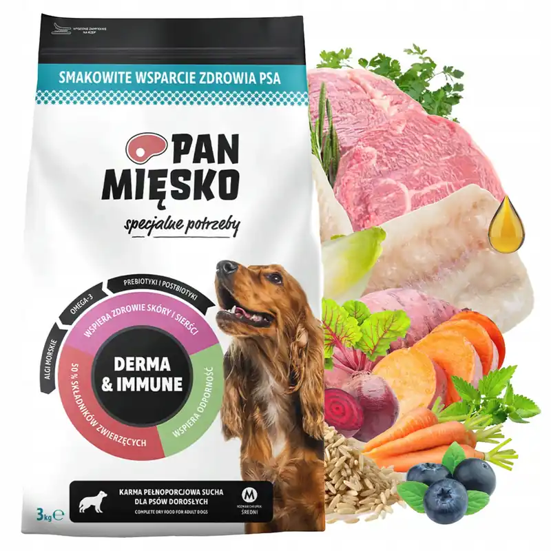Pan Mięsko Sucha Karma dla psa Derma Immune 3 kg M Tani