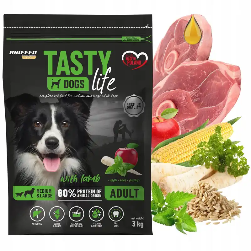 BIOFEED TASTY DOGS LIFE Medium Large Jagnięcina karma dla psa sucha 3 kg Tylko dziś