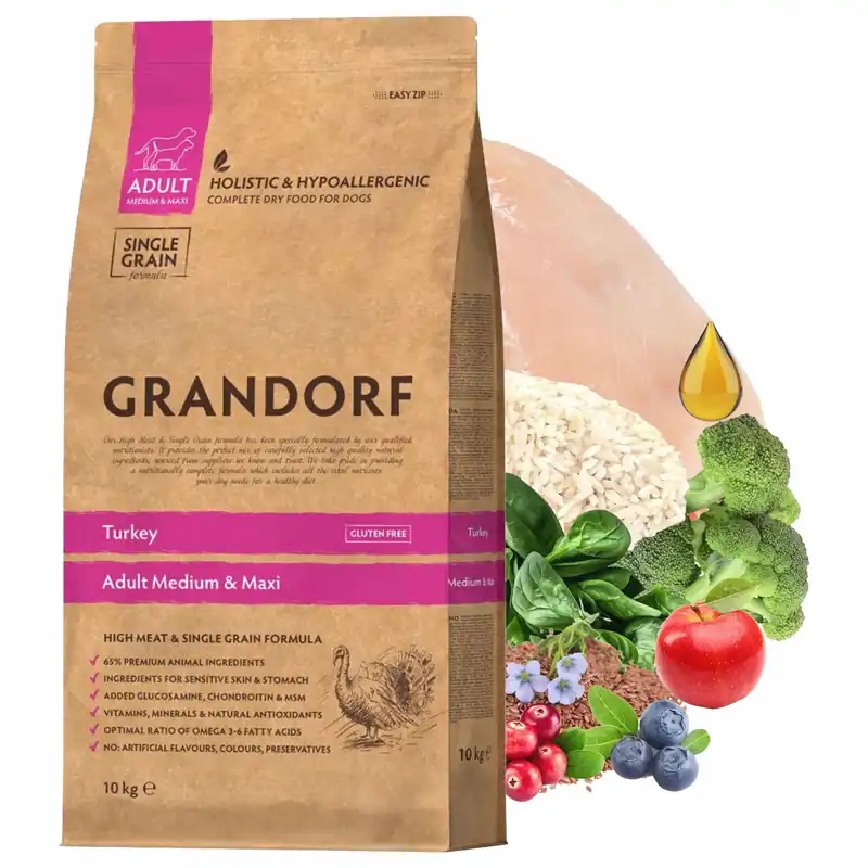 GRANDORF DOG MEDIUM&MAXI ADULT karma sucha dla psa Indyk 10 kg Kup teraz