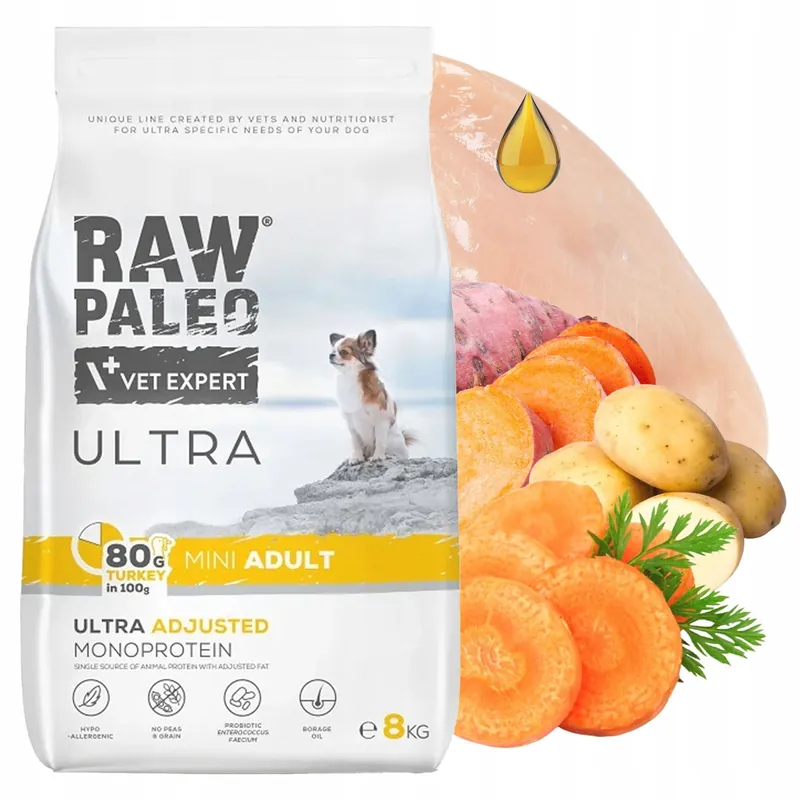 Dodaj do koszyka RAW PALEO ULTRA MINI Adult Indyk karma sucha dla psa 8 kg bezzbożowa
