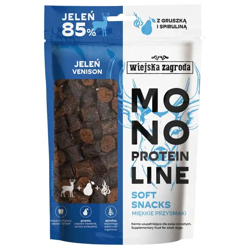 Bezpieczne zakupy WIEJSKA ZAGRODA MONOPROTEIN Jeleń miękki przysmak dla psa 115g