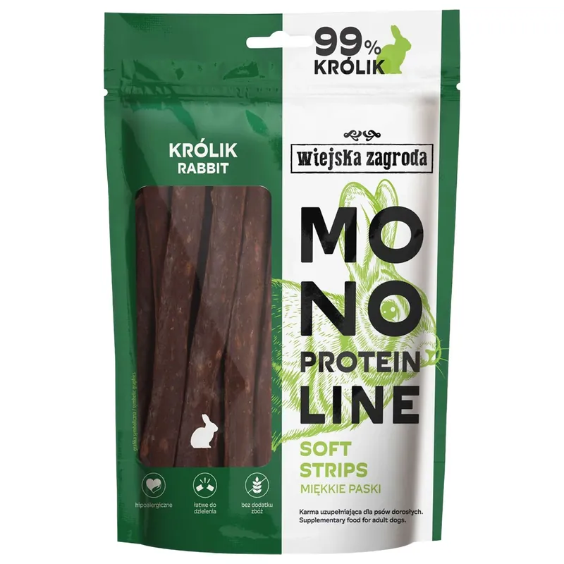 WIEJSKA ZAGRODA MONOPROTEIN Królik paski przysmak smakołyk dla psa 100g Kup online