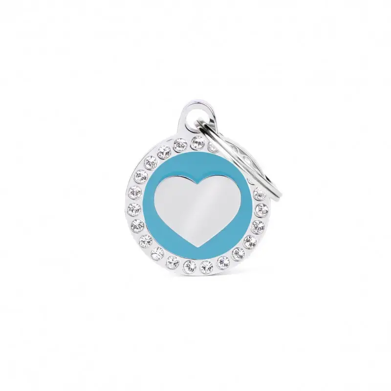 Wyprzedaż MY FAMILY Glam Heart Light Blue Circle Strass - ADRESÓWKA DLA PSA