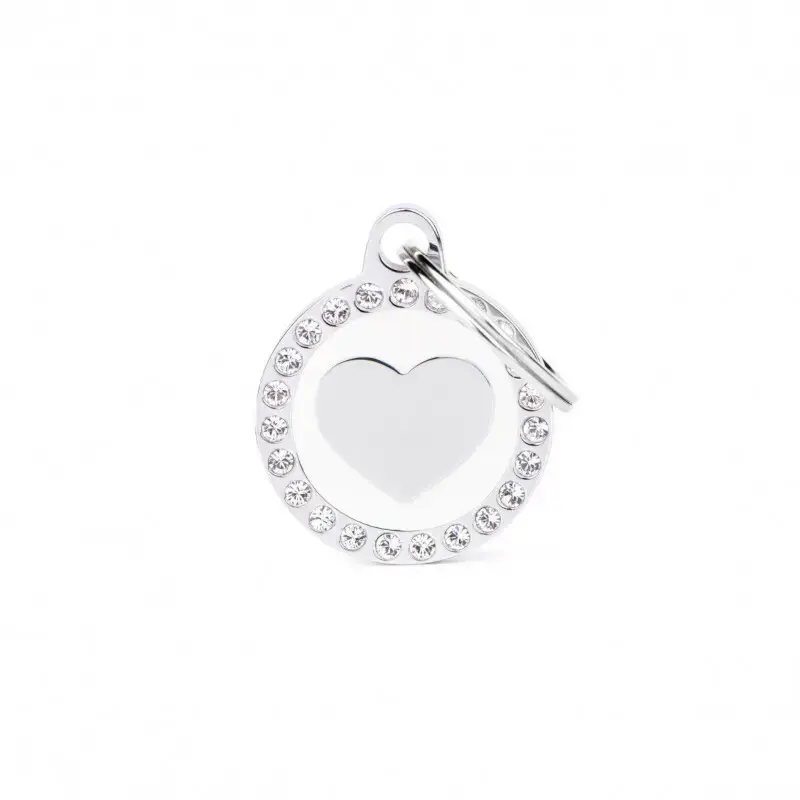 MY FAMILY Heart White Circle Strass - ADRESÓWKA DLA PSA Wyprzedaż