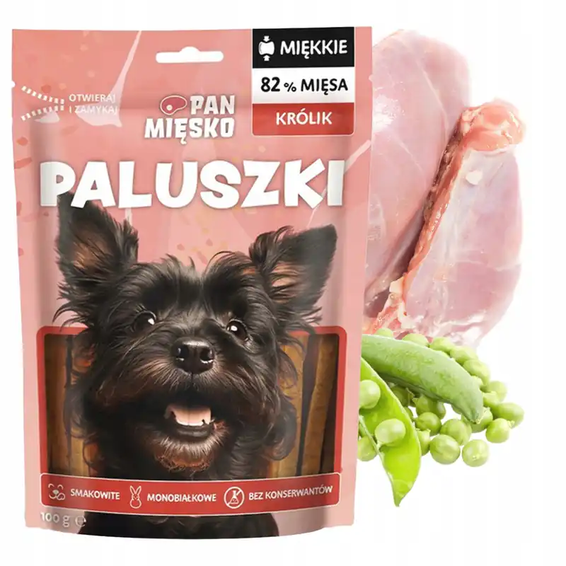 PAN MIĘSKO Paluszki Naturalny Smakołyk przysmak dla psa Królik 100g Premium