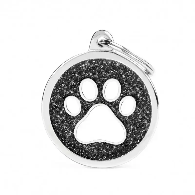 MY FAMILY SHINE Black Glitter White Paw - ADRESÓWKA DLA PSA Dostępne od ręki