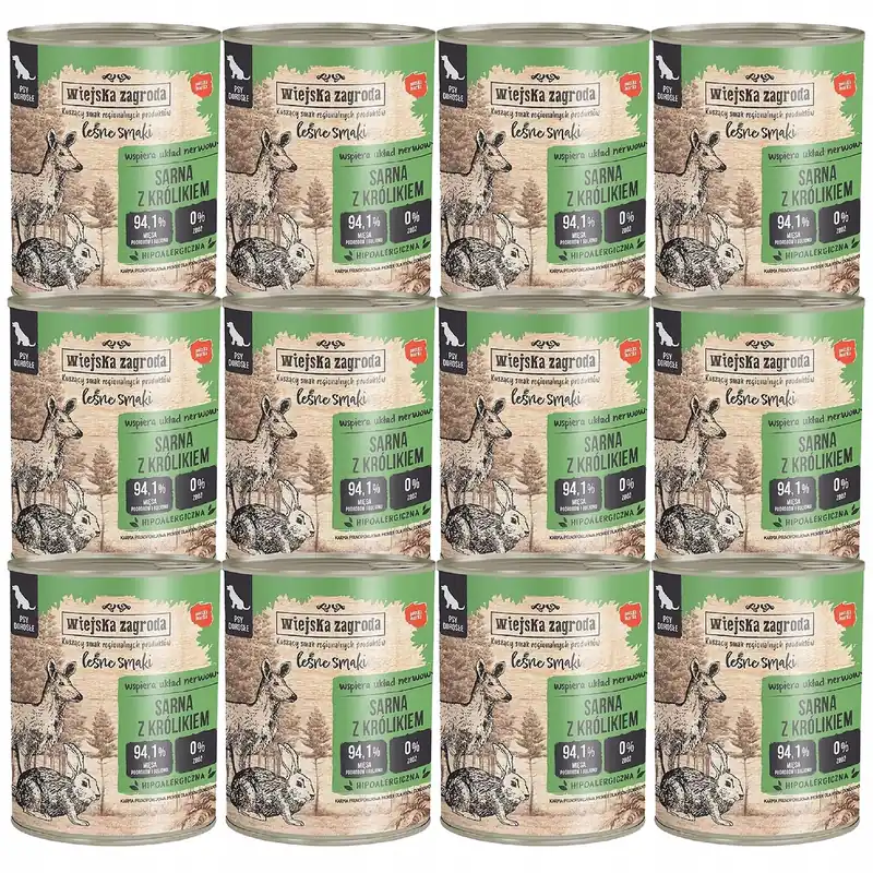 Nowy WIEJSKA ZAGRODA Leśne smaki Mokra karma dla psa 12 x 800g Sarna Królik