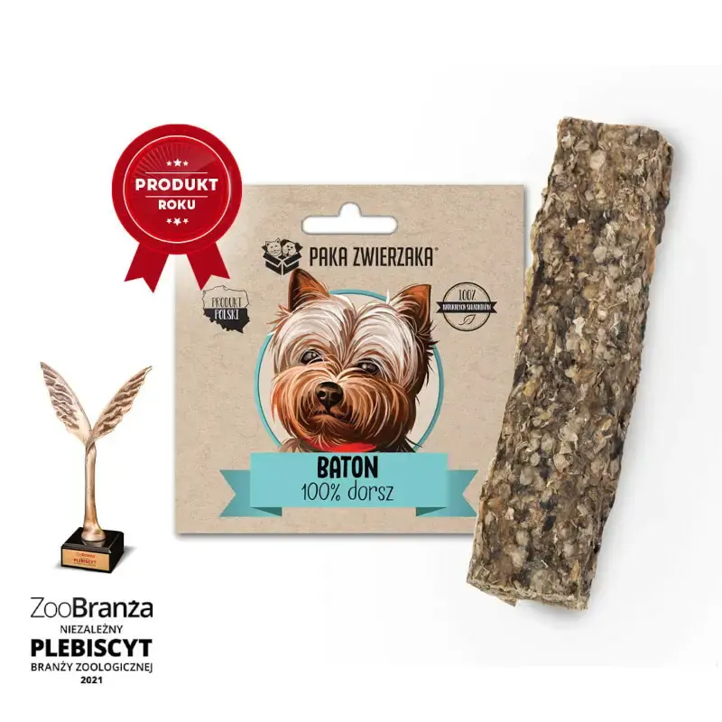 Wybór klientów PAKA ZWIERZAKA Baton Dorsz 100% - Przysmak dla psa, 12cm