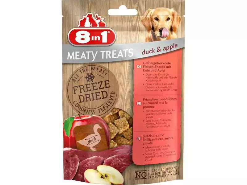 8in1 Dog Freeze Dried Duck/Apple - przysmak dla psa z kaczą i jabłkiem 50g Taniej