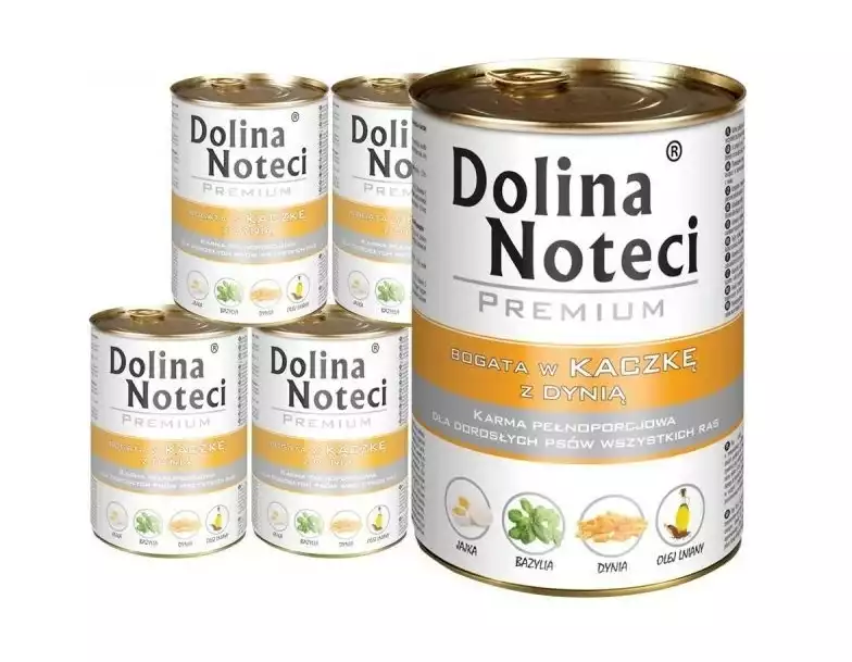 Szybka wysyłka DOLINA NOTECI Kaczka z Dynią 6 x 800g mokra karma dla psów dorosłych