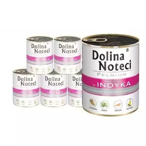 Nowy Dolina Noteci Premium Bogata w indyka 6 x 800g PAKIET - mokra karma dla dorosłych psów