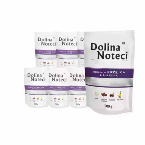 DOLINA Noteci Premium Bogata w królika i żurawiną PAKIET 10 x 500g, mokra karma dla psa Niska cena