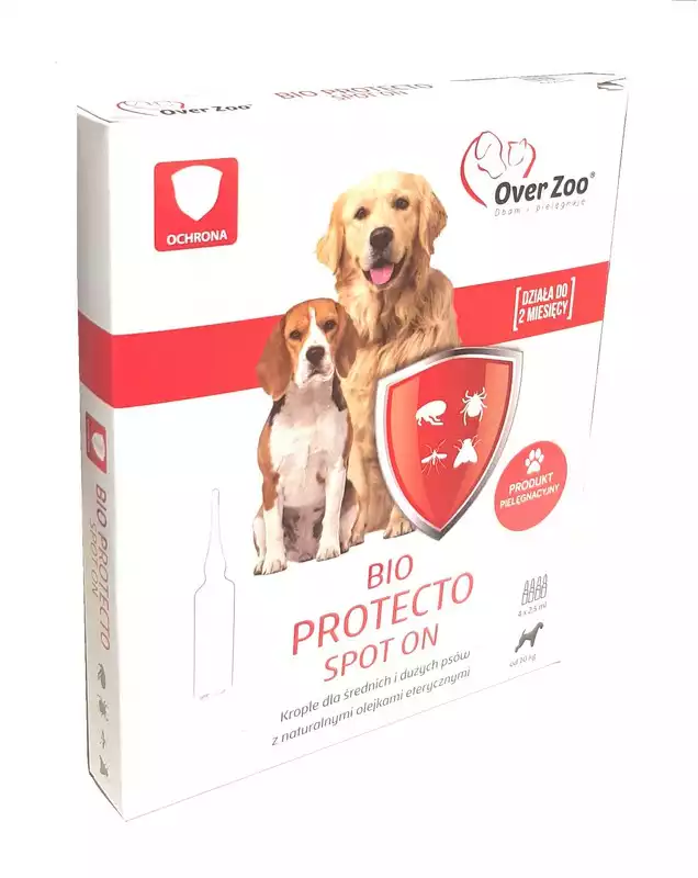 Szybka wysyłka OVER ZOO Bio Protecto Spot On 4 x 2,5ml dla średnich i dużych psów