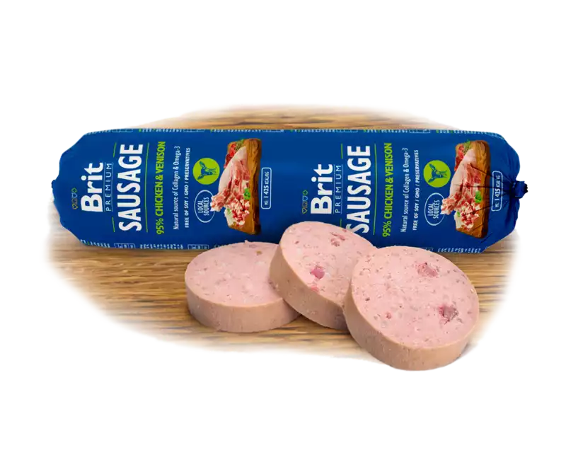 Niska cena BRIT Premium Kurczak z dziczyzną - kiełbasa dla psów 800g