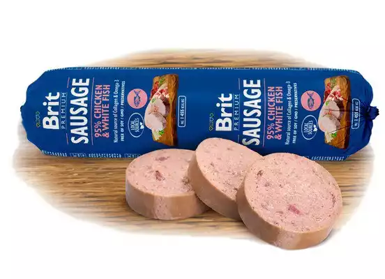 Hit sprzedaży BRIT Premium Kurczak i biała ryba - kiełbasa dla psów 800g